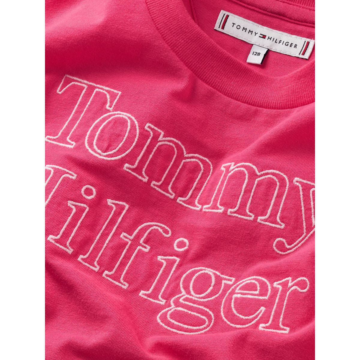 TOMMY HILFIGER - Camiseta Essential Con Logo Bordado Niña Rosa Tommy Hilfiger