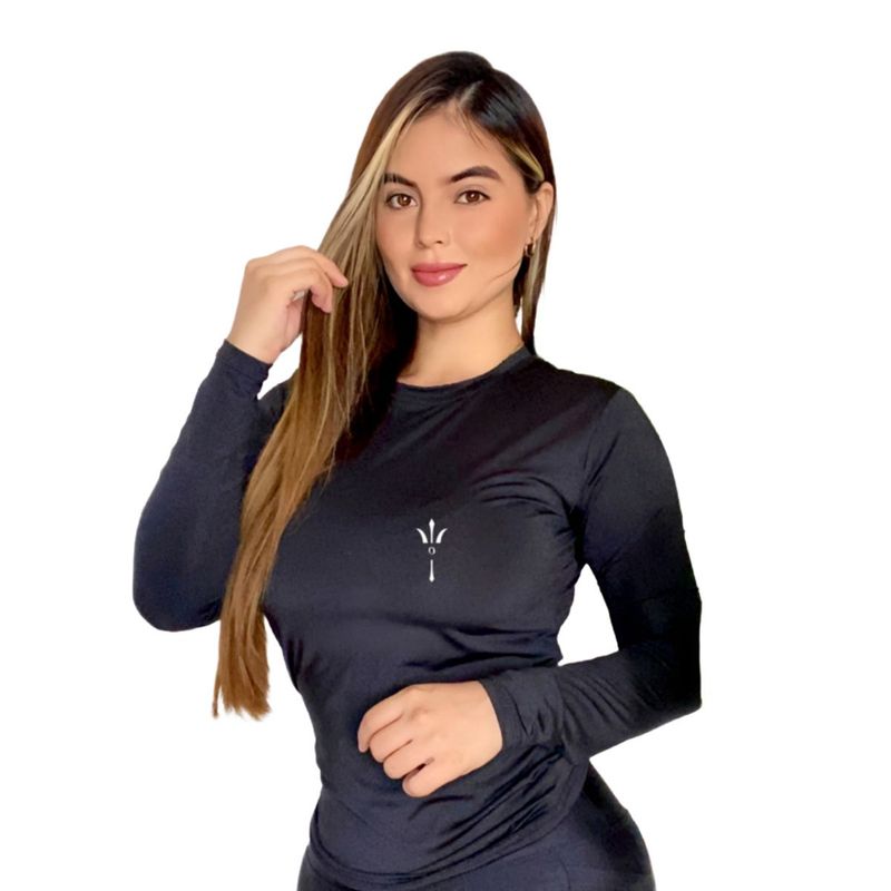 POSEIDON SPORTWEAR - Camibuso Dama Manga Larga En Licra Para Deportes Y Natación.
