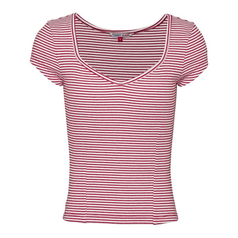 TOMMY HILFIGER - Camiseta Con Logo Mujer Rojo Tommy Jeans
