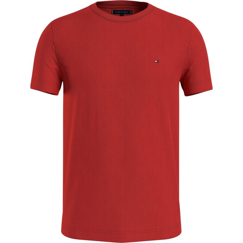 TOMMY HILFIGER - Camiseta Slim Fit Con Logo Bordado Hombre Rojo Tommy Hilfiger