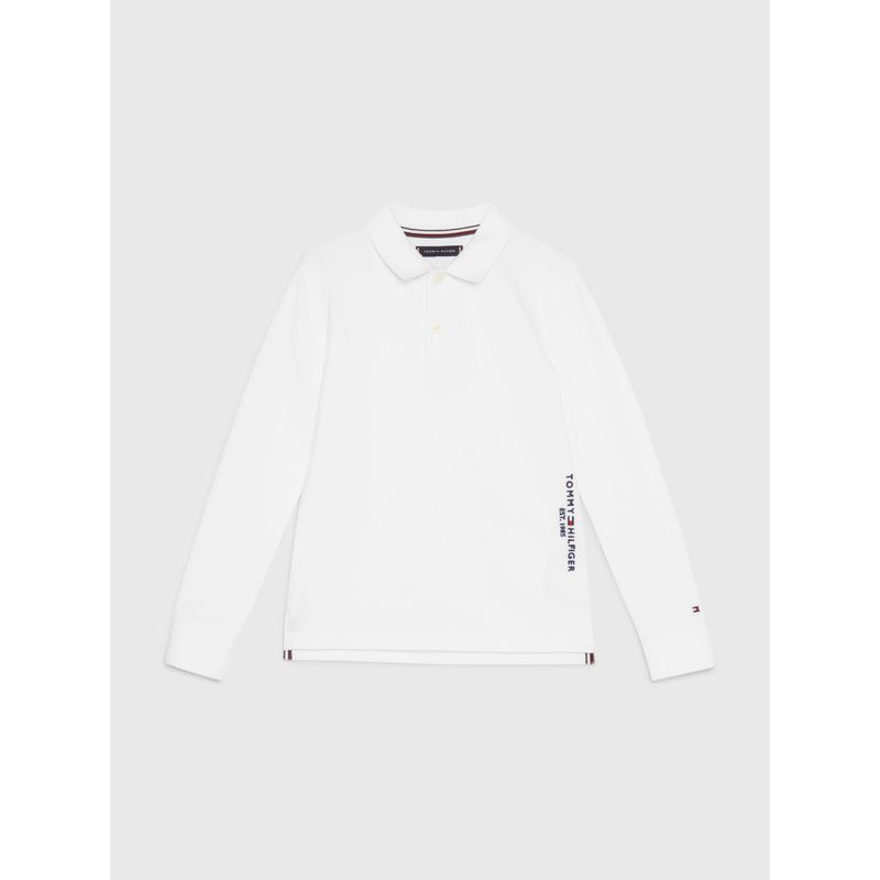TOMMY HILFIGER - Polo Essential De Manga Larga Y Corte Regular Niño Blanco Tommy Hilfiger