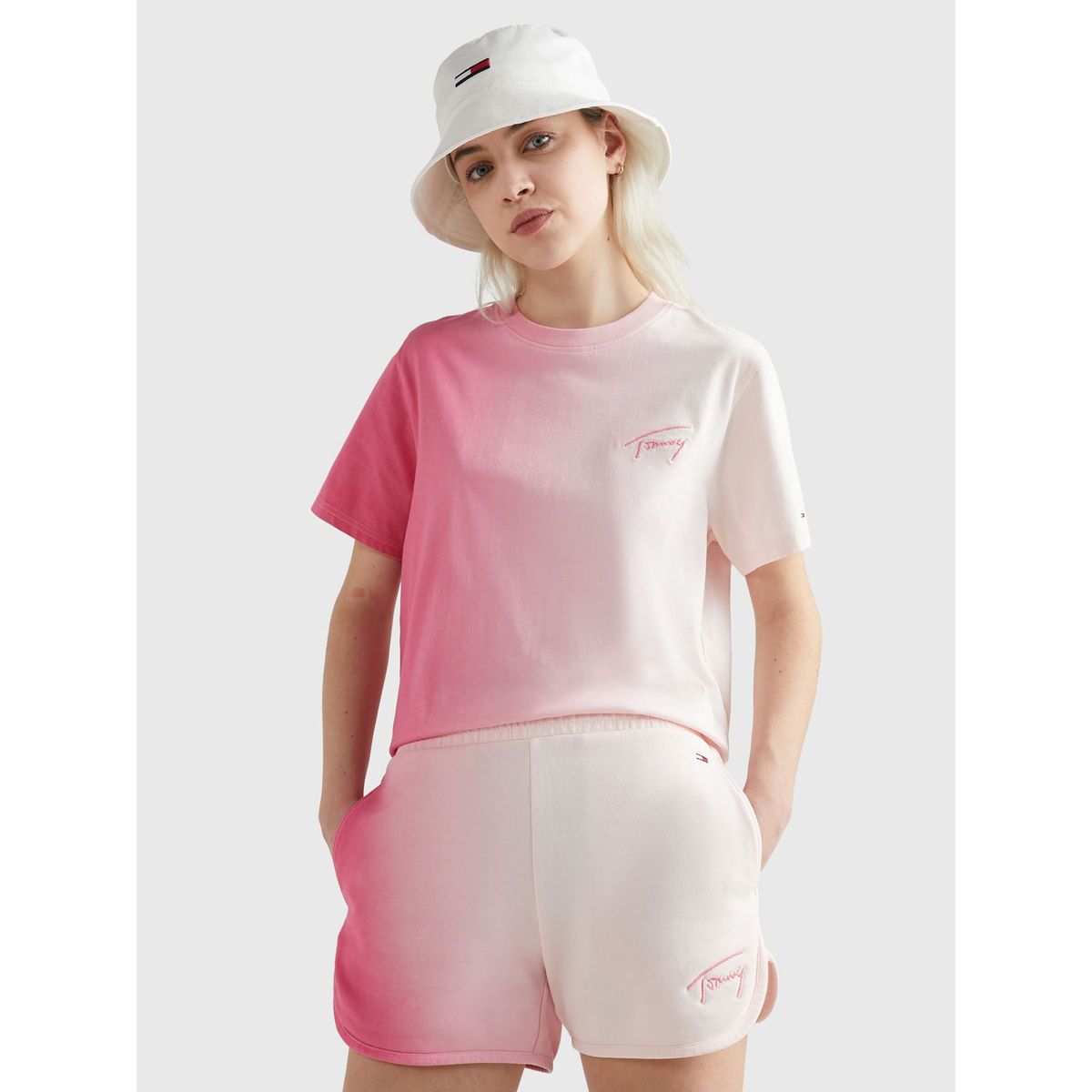 TOMMY HILFIGER - Camiseta De Corte Clásico Con Efecto Degradado Mujer Rosa Tommy Jeans