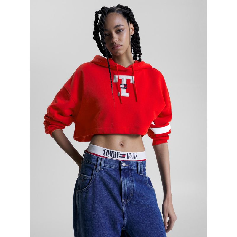 TOMMY HILFIGER - Saco Con Corte Cropped Mujer Rojo Tommy Jeans