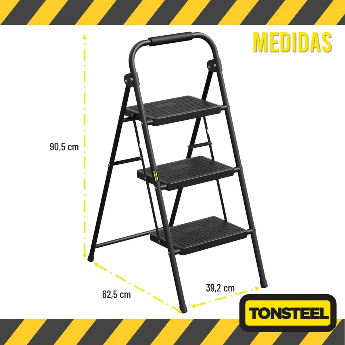 CASATUA - Escalera Plegable Multiuso De 3 Peldaños Ultra Resistente