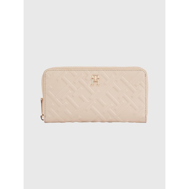 TOMMY HILFIGER - Cartera Iconic Grande Con Cierre Mujer Beige Tommy Hilfiger