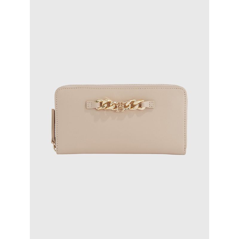 TOMMY HILFIGER - Cartera Th Monogram Con Cierre Y Cadena Mujer Beige Tommy Hilfiger