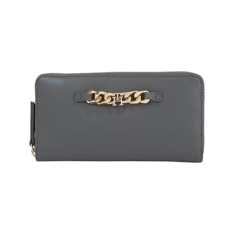 TOMMY HILFIGER - Cartera Th Monogram Con Cierre Y Cadena Mujer Gris Tommy Hilfiger