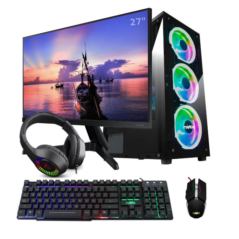 AMD - PC Gamer Rgb Ryzen 5 5600G + DDR4 16GB + SSD 512GB + Monitor 27''.