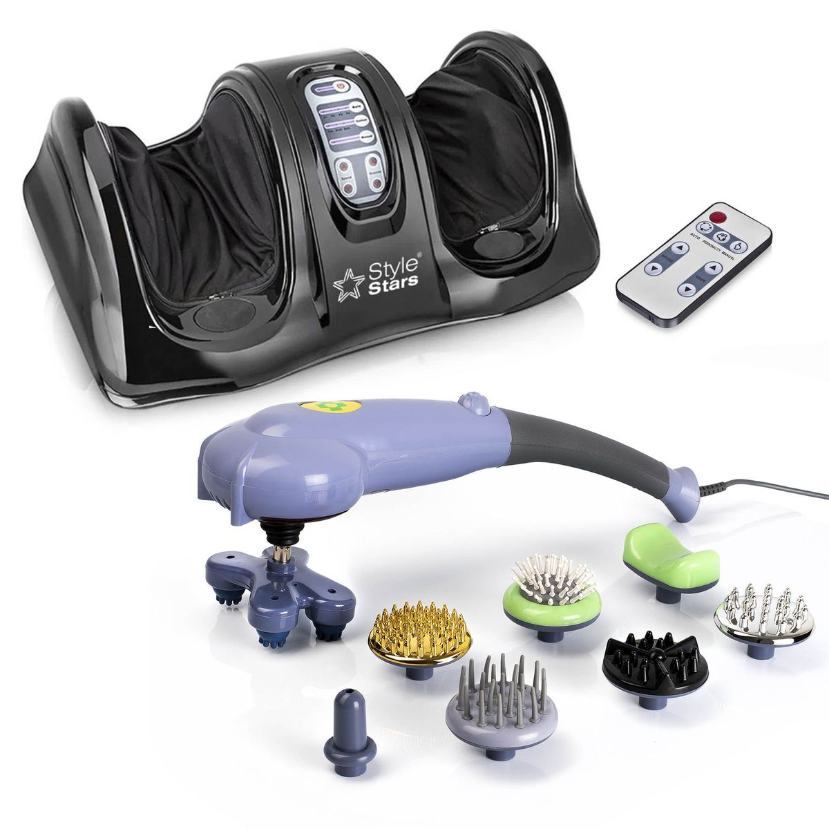 STYLE STARS - Kit Bienestar: Masajeador eléctrico Pies + Masajeador 8 en 1