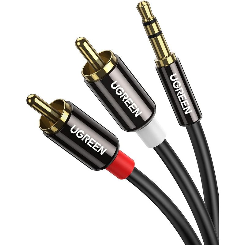UGREEN - Cable Auxiliar Audio Jack 3.5 mm A 2RCA Conectores Macho 1m