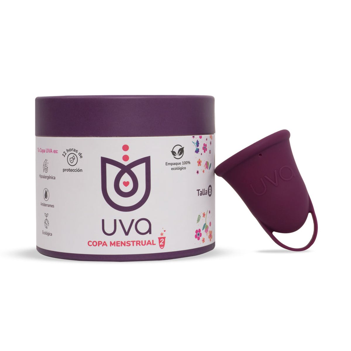 GENERICO - Copa Menstrual UVA 2 Talla B Morado + Esterilizador y Kit Completo