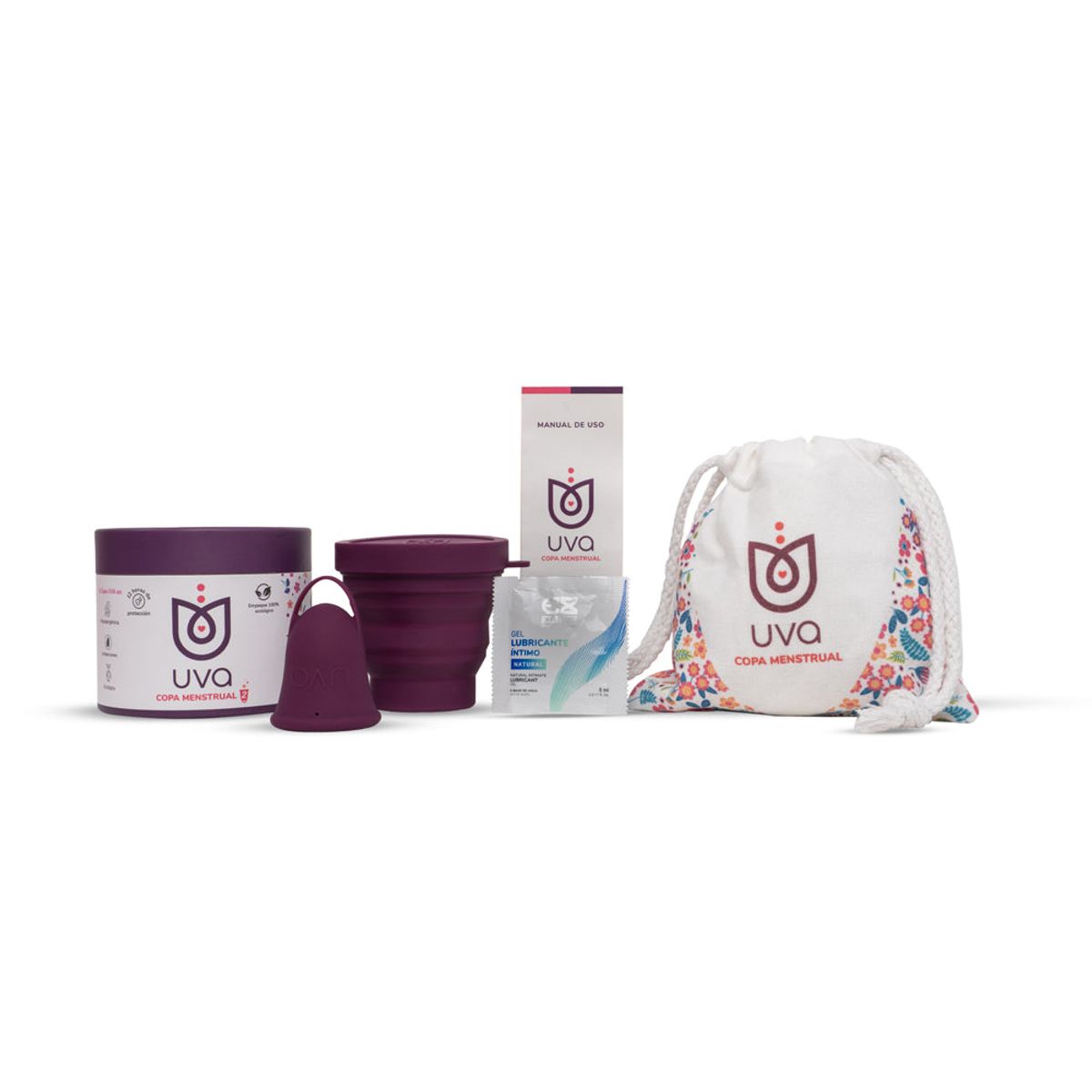 GENERICO - Copa Menstrual UVA 2 Talla B Morado + Esterilizador y Kit Completo