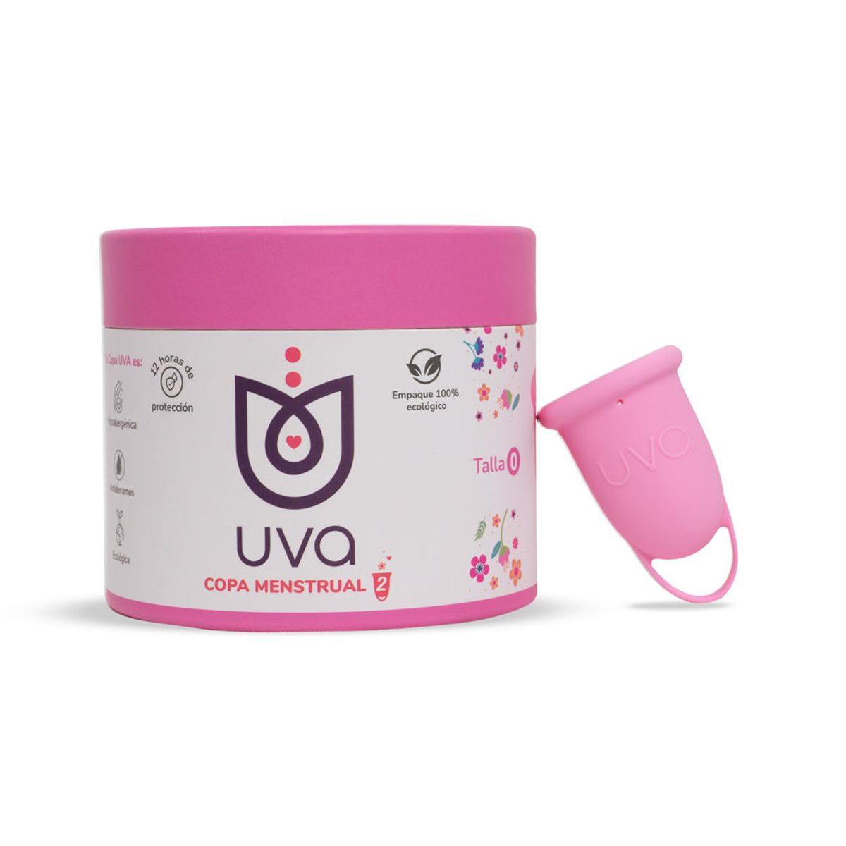 GENERICO - UVA Copa Menstrual Reutilizable Talla 0 Rosada con Esterilizador de Silicona Médica