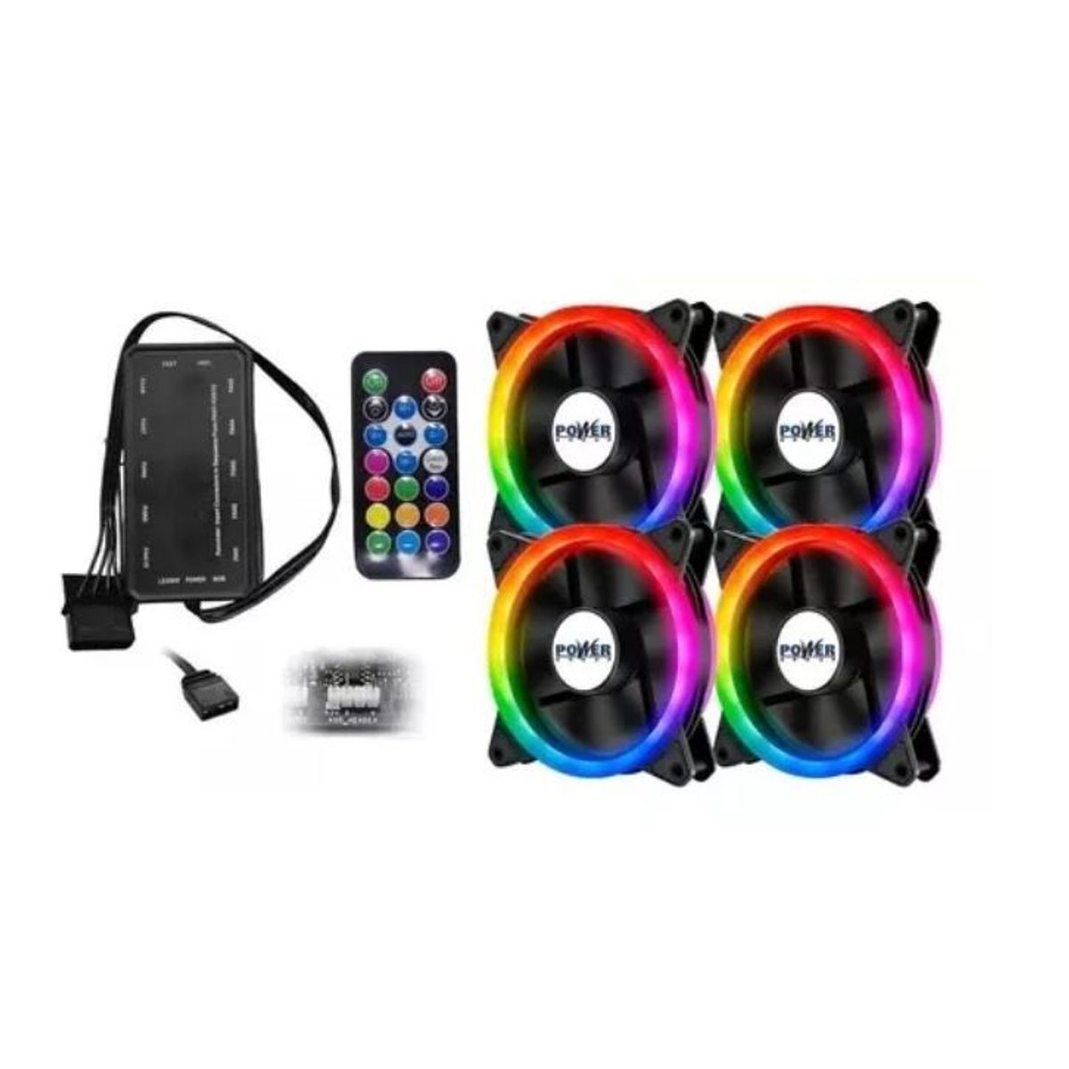 POWER GROUP - Kit 4 Ventiladores Power Group Rgb Y Argb + Controlador MAGIC X4