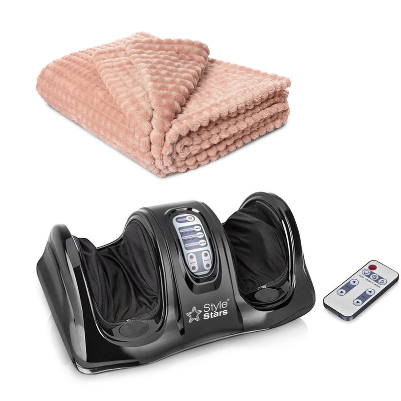 STYLE STARS - Set de Descanso Masajeador de Pies 3D  Manta Suave Rosa