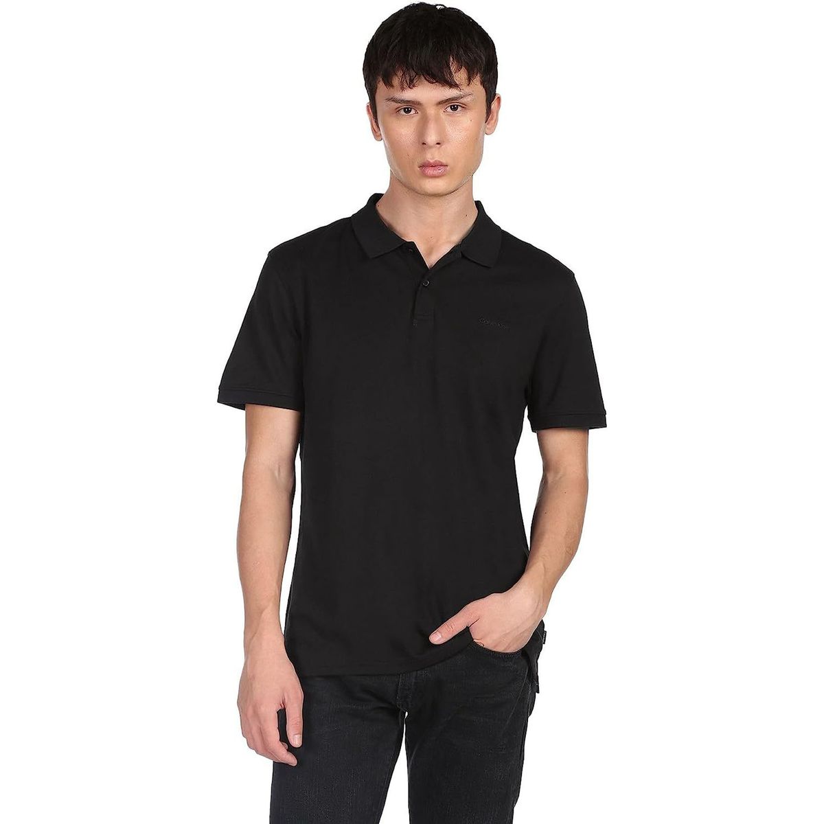 CALVIN KLEIN - Polo Negro Liquid Touch Con Logo Calvin Klein