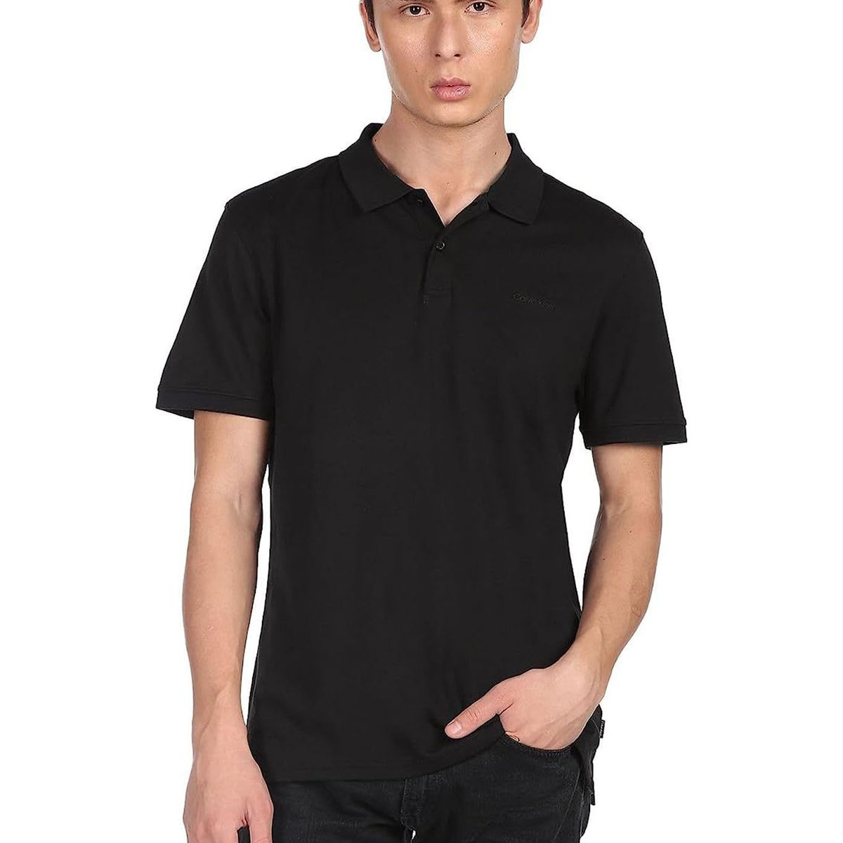CALVIN KLEIN - Polo Negro Liquid Touch Con Logo Calvin Klein