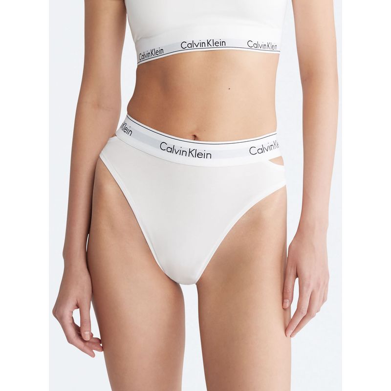 CALVIN KLEIN - Pantie Blanco Tipo Bikini De Tiro Medio - Ck Deconstructed