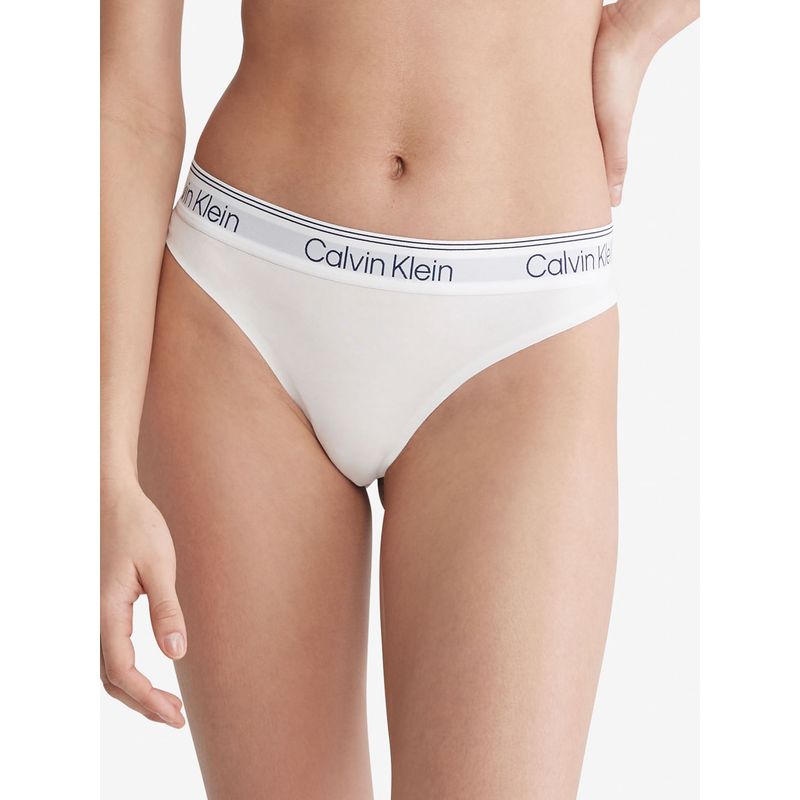 CALVIN KLEIN - Pantie Tipo Tanga Blanca Con Logo En Algodón Calvin Klein