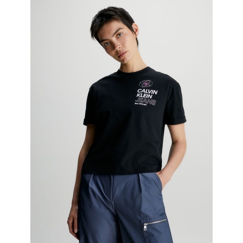 CALVIN KLEIN - Camiseta Relaxed Con Estampado En La Espalda Mujer Negro Calvin Klein