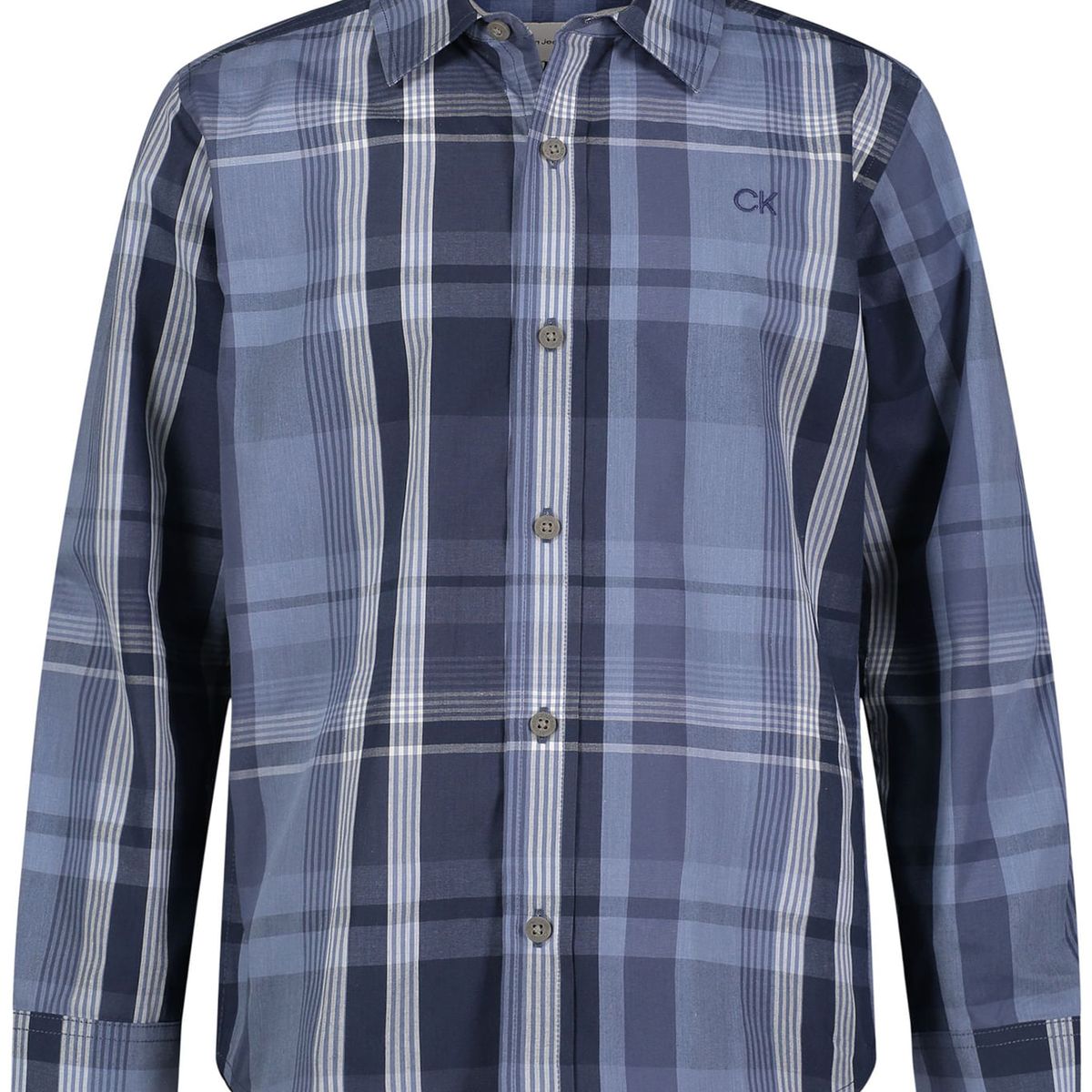 CALVIN KLEIN - Camisa Con Estampado De Cuadros Para Niño Azul Calvin Klein