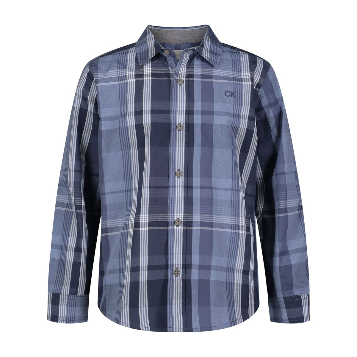 CALVIN KLEIN - Camisa Con Estampado De Cuadros Para Niño Azul Calvin Klein