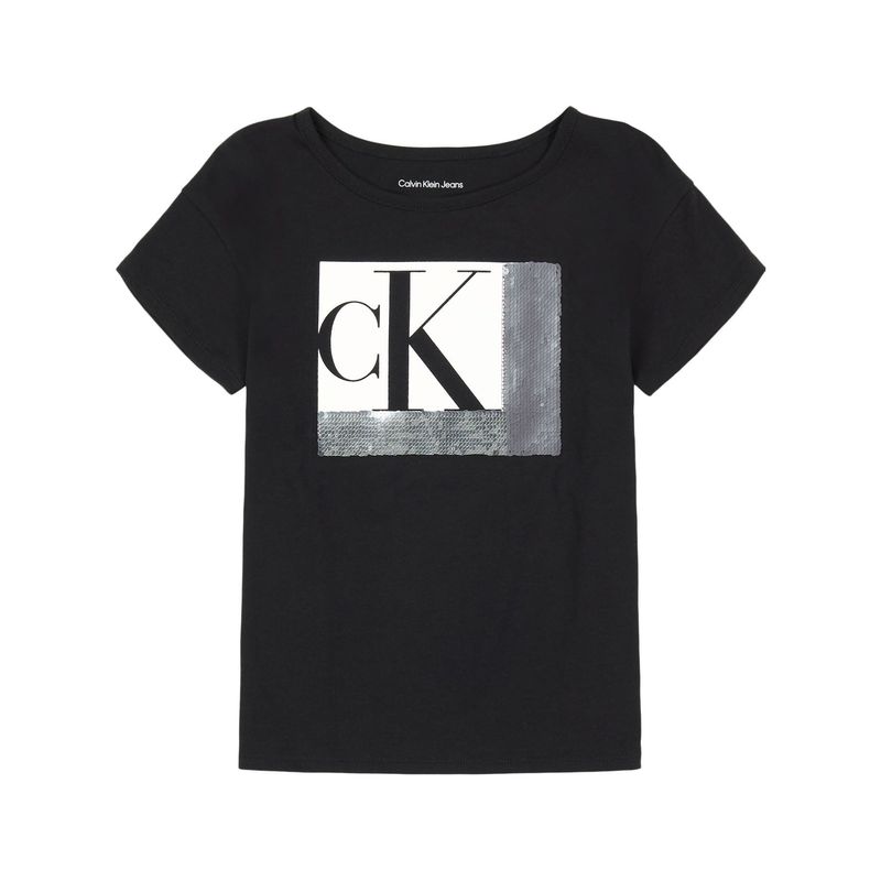 CALVIN KLEIN - Camiseta Negro Con Lentejuelas para Niña Calvin Klein