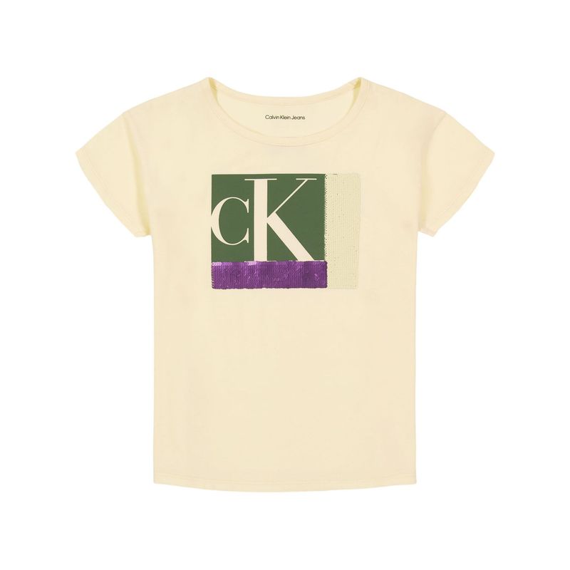 CALVIN KLEIN - Camiseta Amarilla Con Lentejuelas Para Niña Calvin Klein