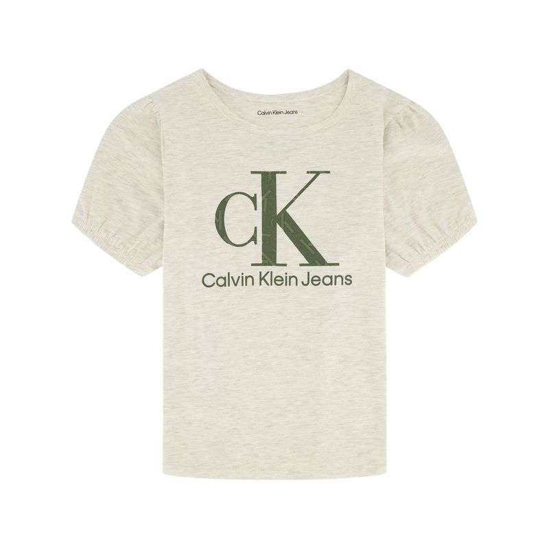 CALVIN KLEIN - Camiseta Para Niña Con Mangas De Globo Beige Calvin Klein