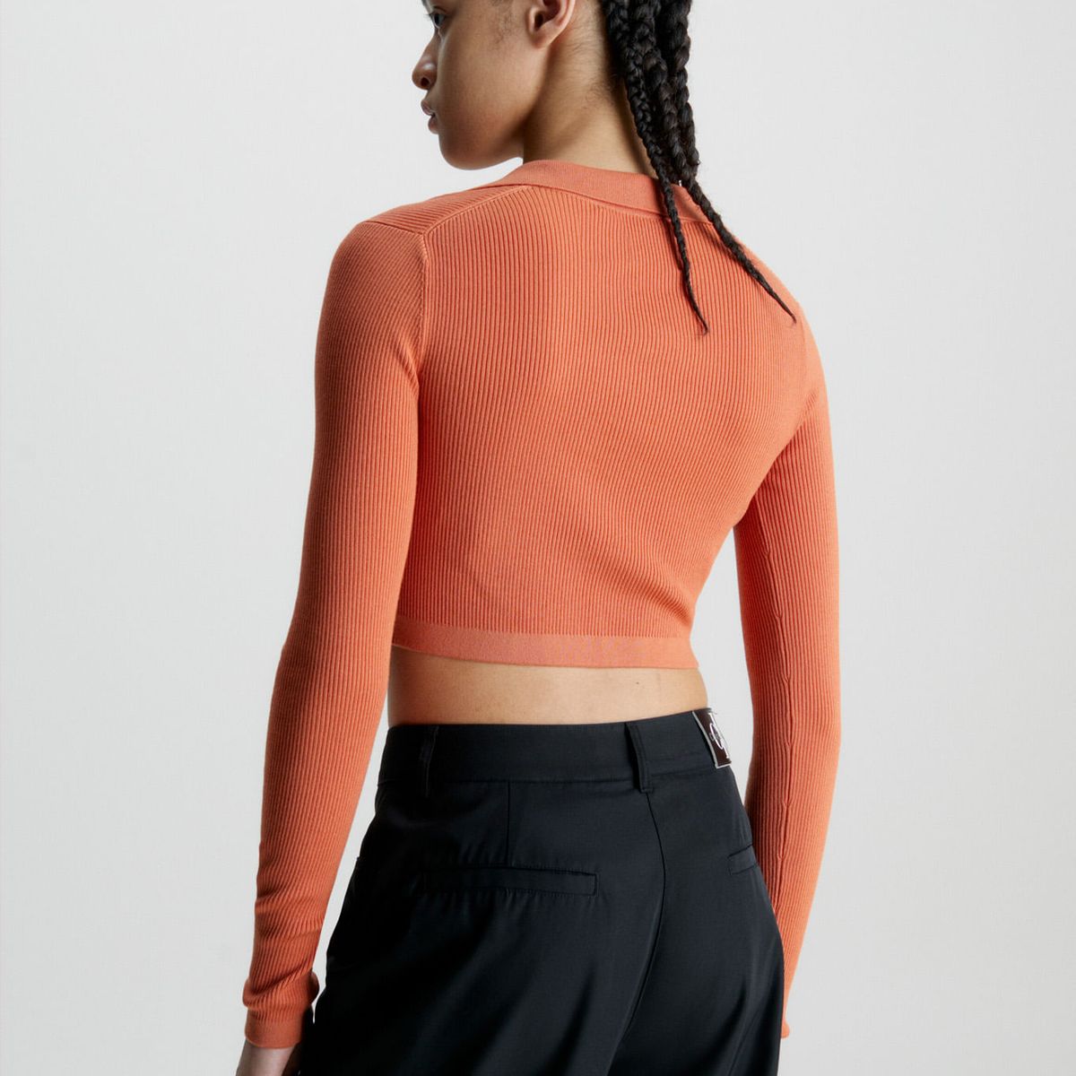 CALVIN KLEIN - Saco Cropped Con Cuello En V Mujer Naranja Calvin Klein
