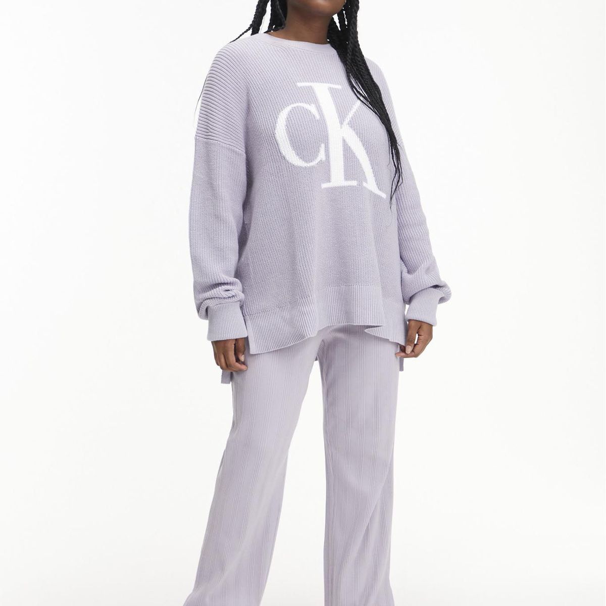 CALVIN KLEIN - Saco De Algodón Orgánico Holgado Con Logo Mujer Morado Calvin Klein