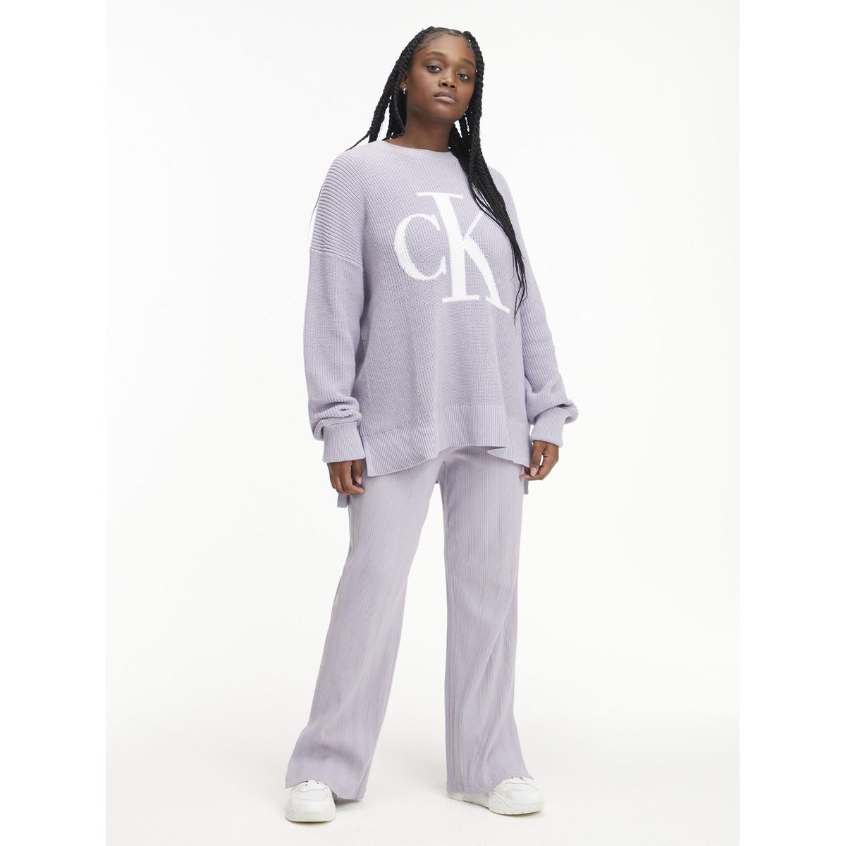 CALVIN KLEIN - Saco De Algodón Orgánico Holgado Con Logo Mujer Morado Calvin Klein