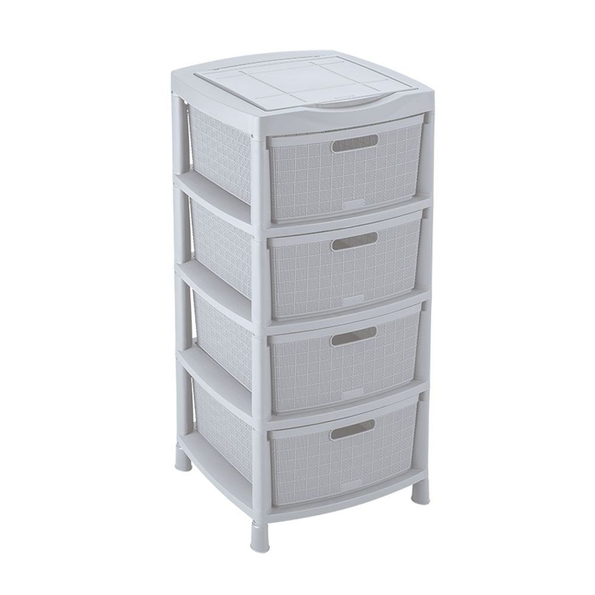 RIMAX - Gavetero Fique Con 4 Gavetas y Tapa Organizadora RIMAX - Gris Hielo