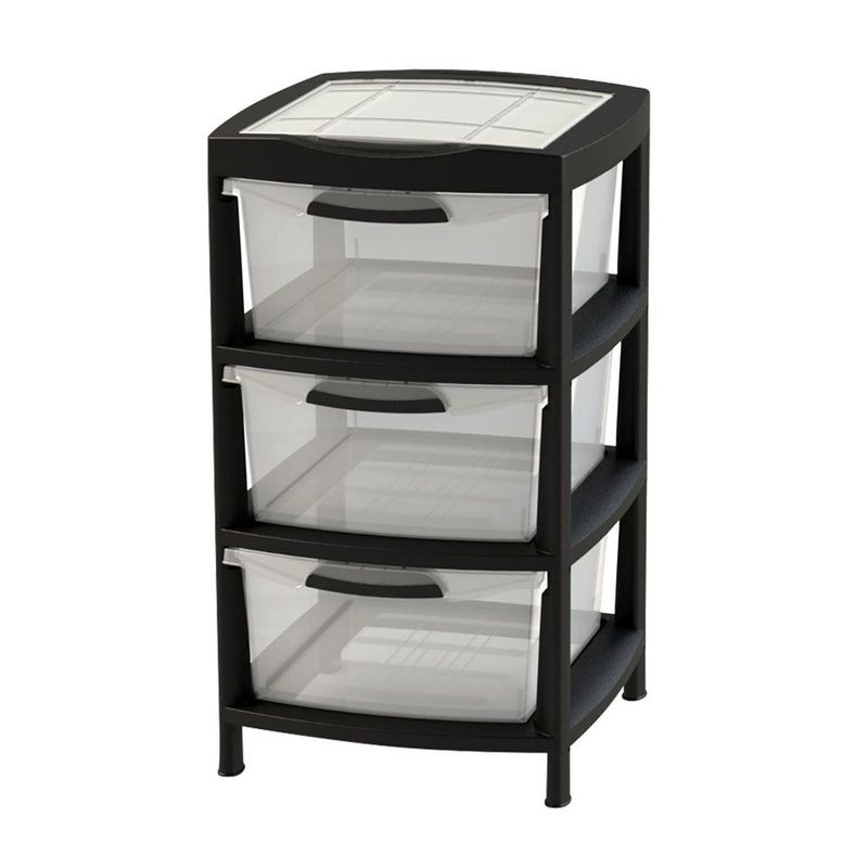 RIMAX - Gavetero Fique Con 3 Gavetas y Tapa Organizadora RIMAX - Negro