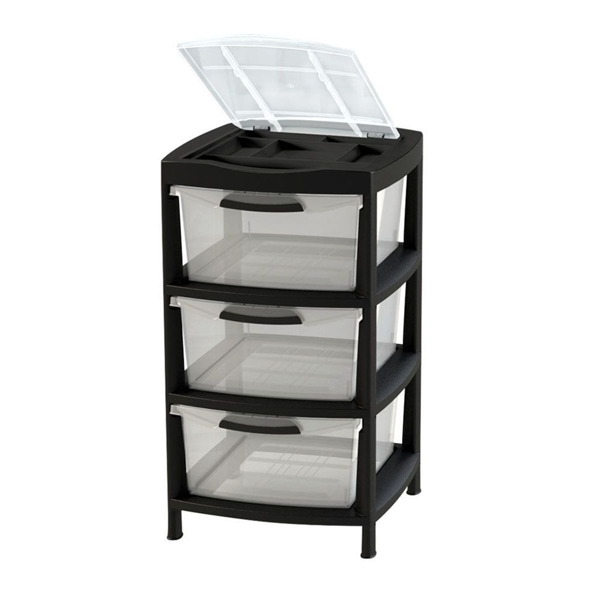 RIMAX - Gavetero Fique Con 3 Gavetas y Tapa Organizadora RIMAX - Negro