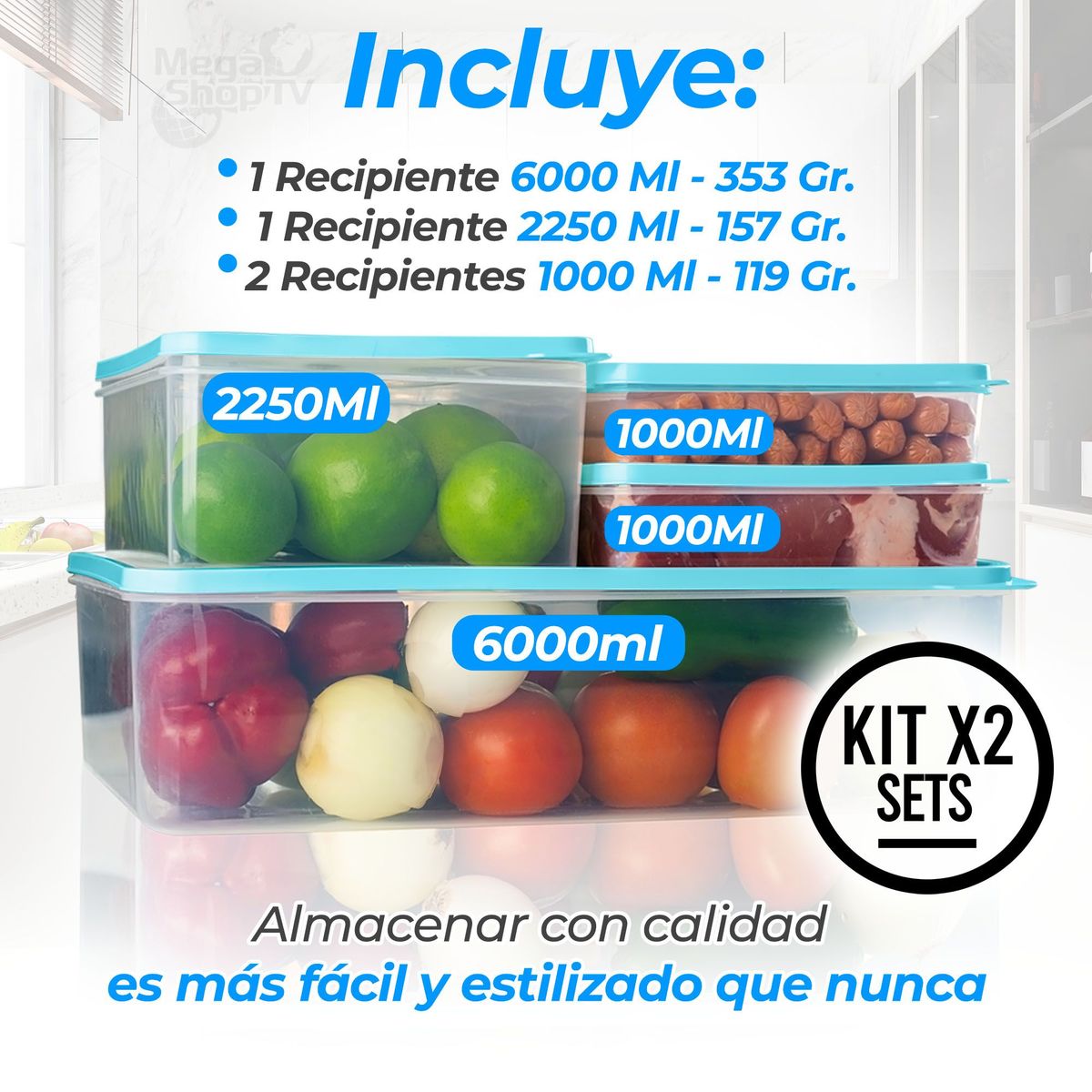 ENERGY PLUS - 8 Recipientes de Polipropileno para Organizar con Estilo Menta