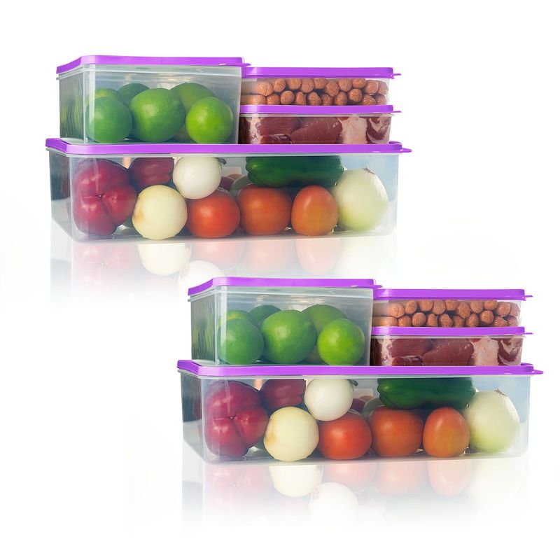 ENERGY PLUS - 8 Recipientes de Polipropileno para Organizar con Estilo Morado.