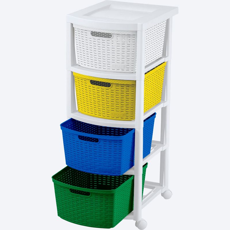 RIMAX - Cajonero apariencia rattan 4 gavetas altas RIMAX - Niño