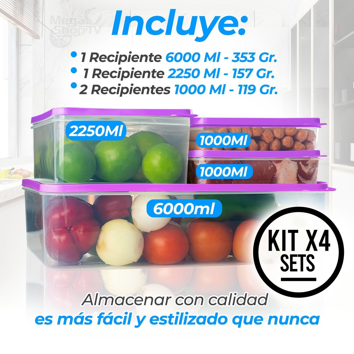 ENERGY PLUS - 16 Recipientes de Polipropileno para Organizar con Estilo Morado