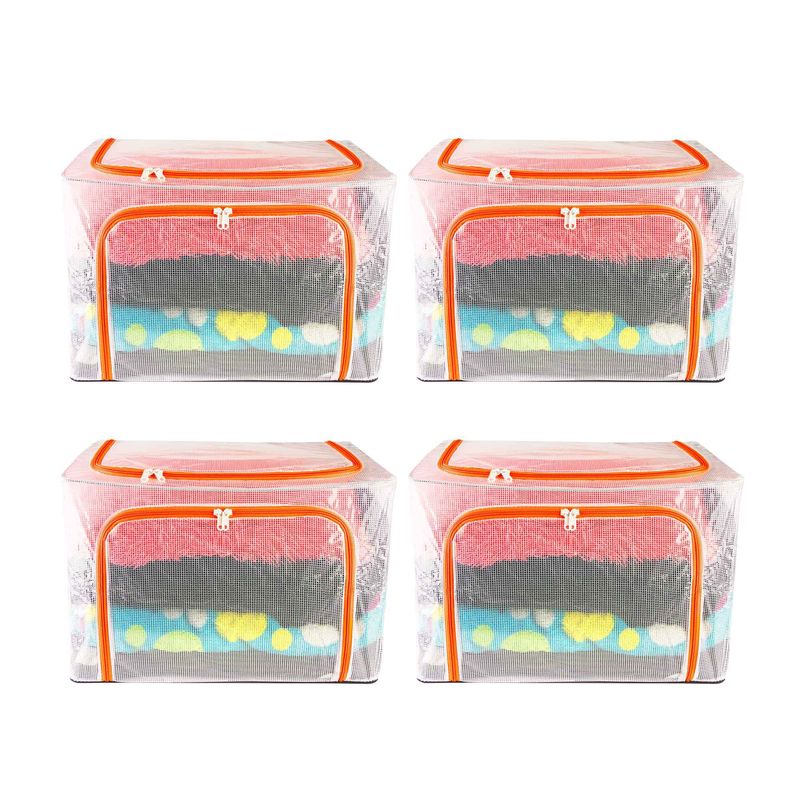 ENERGY PLUS - 4 Cajoneros Organizador 66L Apilable Sábanas, Toallas y Más Naranja