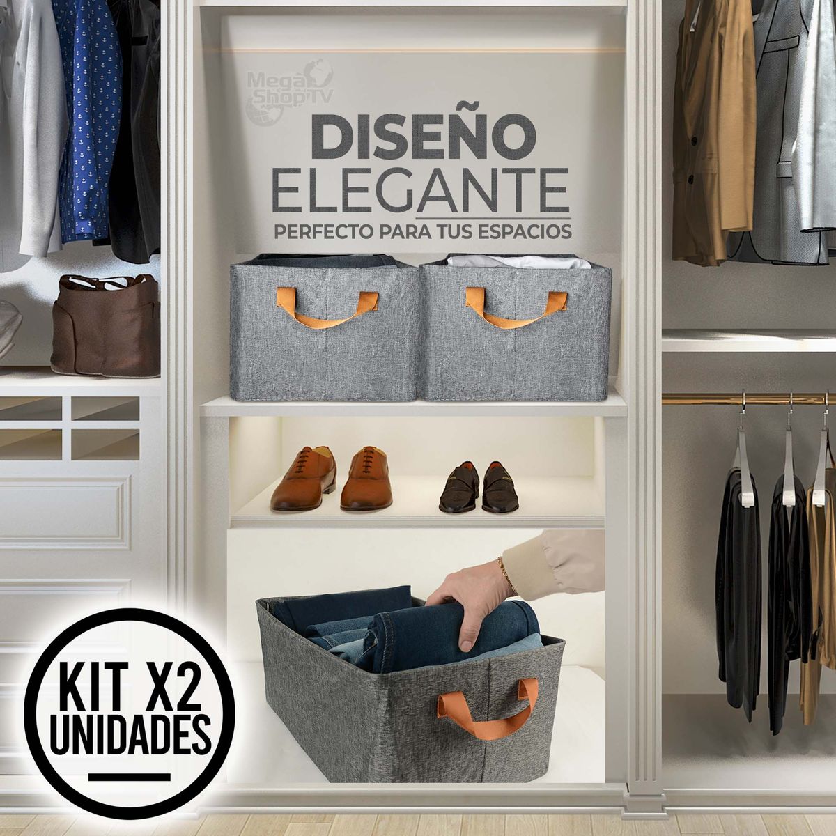 ENERGY PLUS - 2 Cajas organizadoras multiusos: Plegables y resistentes