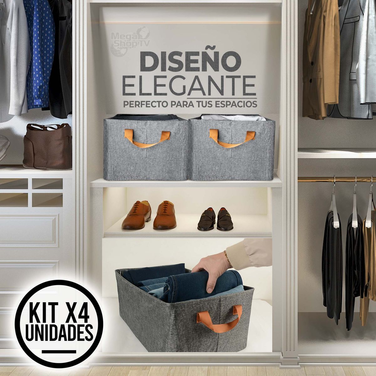 ENERGY PLUS - 4 Cajas organizadoras multiusos: Plegables y resistentes