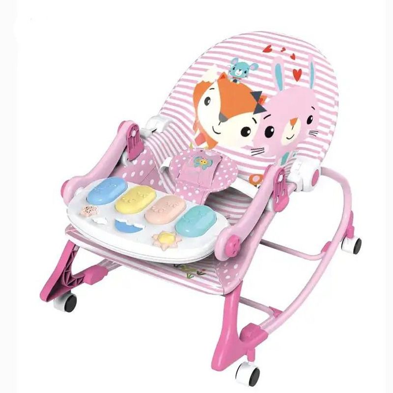 KIDSHOP - Silla Mecedora Musical Con Ruedas, Piano Musical Coneja 7193