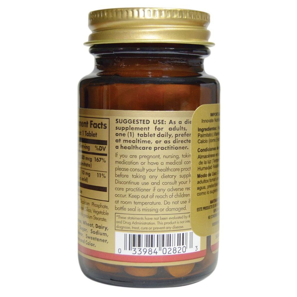 SOLGAR - Vitamin A 1500mcg Solgar Dry 100 Tabletas