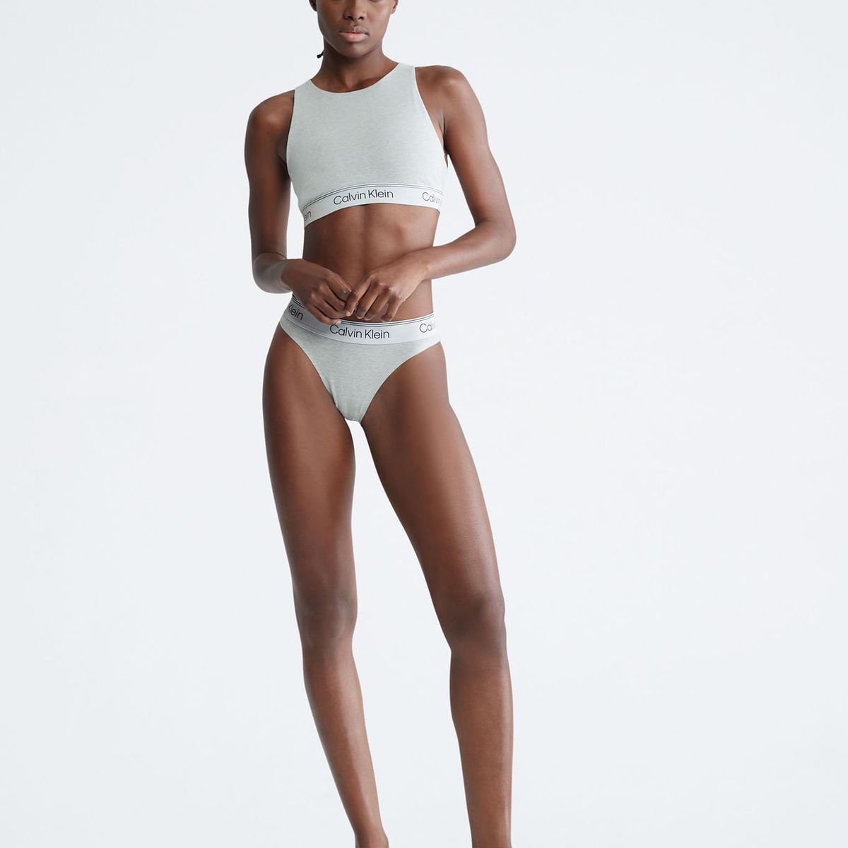 CALVIN KLEIN - Top Gris Con Logo Para Mujer Calvin Klein