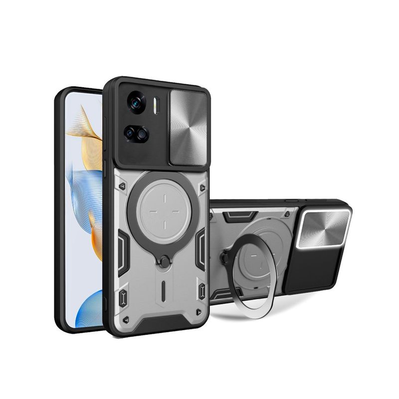 GENERICO - Funda Protección Cámara Con Soporte Compatible Honor 90 Lite Gris
