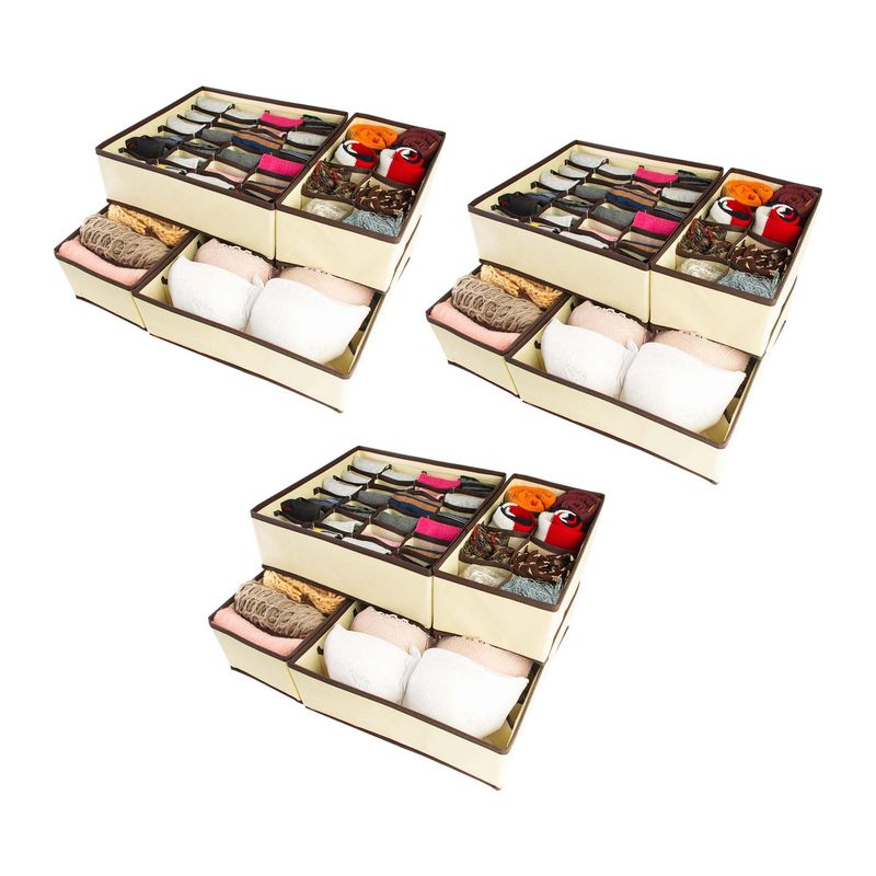 ENERGY PLUS - Organizador de Cajones 12 Pzas: Ropa Interior, medias y más Beige