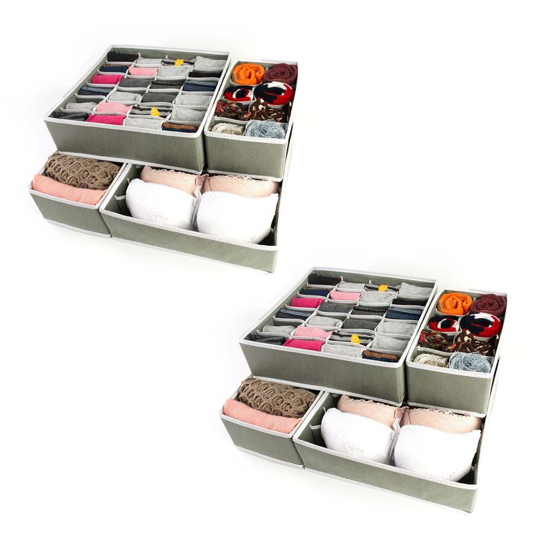 ENERGY PLUS - Organizador de Cajones 8 Pzas: Ropa Interior, medias y más Gris