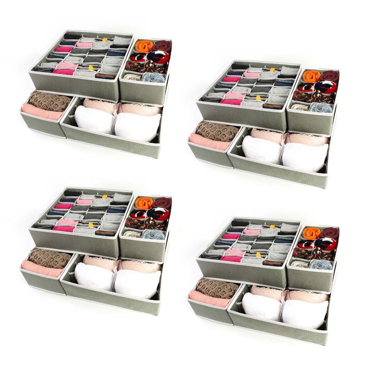 ENERGY PLUS - Organizador de Cajones 16 Pzas: Ropa Interior, medias y más Gris
