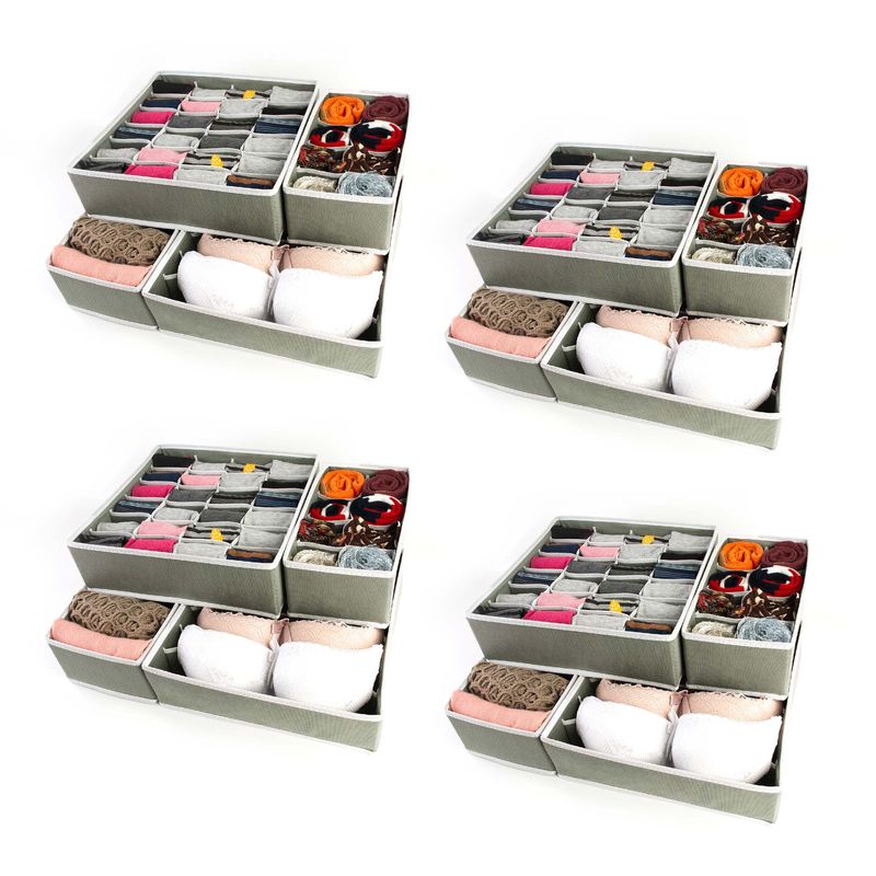 ENERGY PLUS - Organizador de Cajones 16 Pzas: Ropa Interior, medias y más Gris